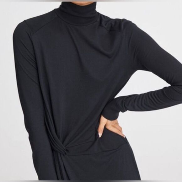 Rag & Bone Shaw Black Turtleneck Long Sleeve Drape Shift Dress Size L - Picture 3 of 9